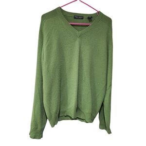 Cashmere Sweater V Neck Size L Green